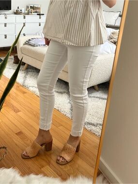 Shein Maternity White Skinny Straight Capri Jeans Small Stretch Summer Pregnancy